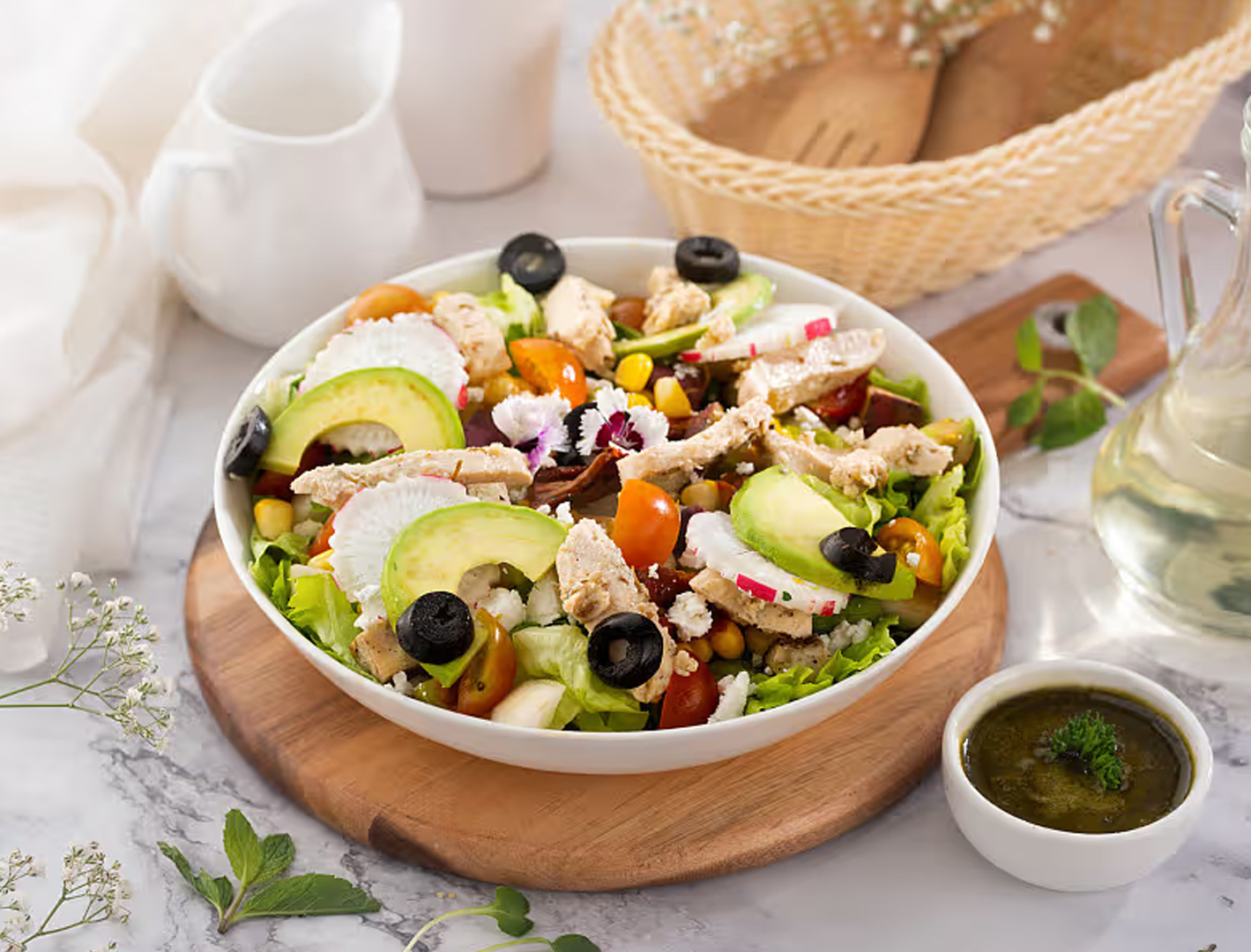 Chicken Creamy Avocado-Feta Cheese Salad