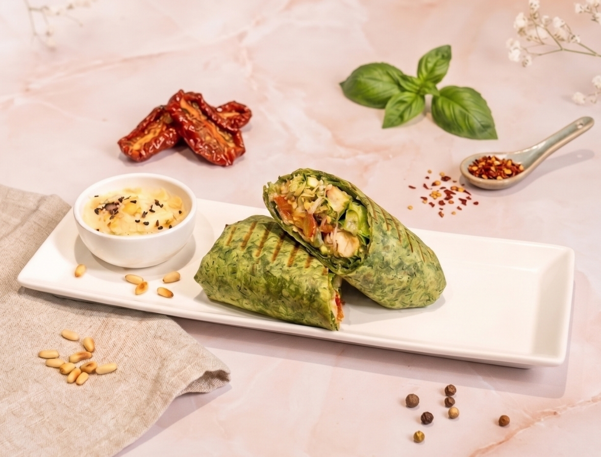Gluten Free Grilled Chicken and Pesto Wrap