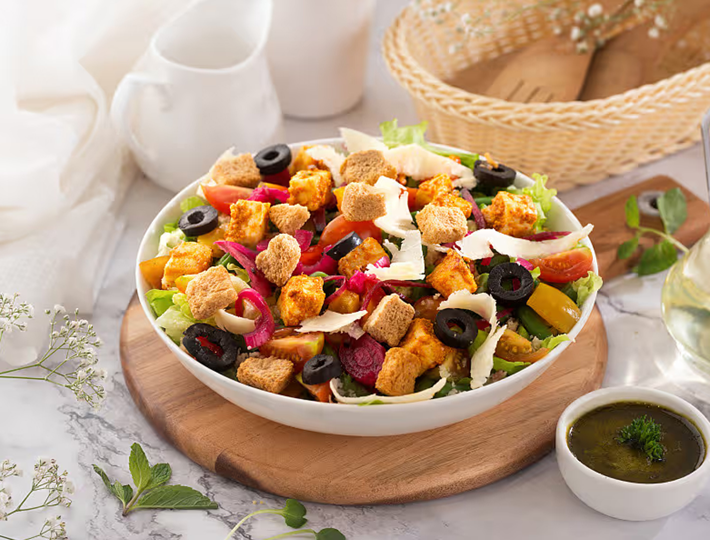 Paneer Tikka and Parmesan Salad