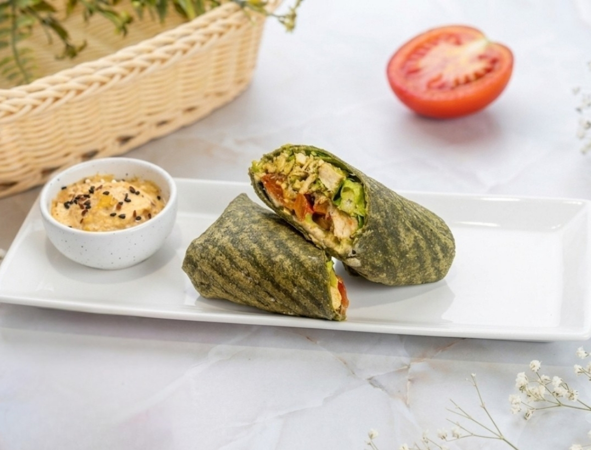 Gluten Free Grilled Paneer and Pesto Wrap
