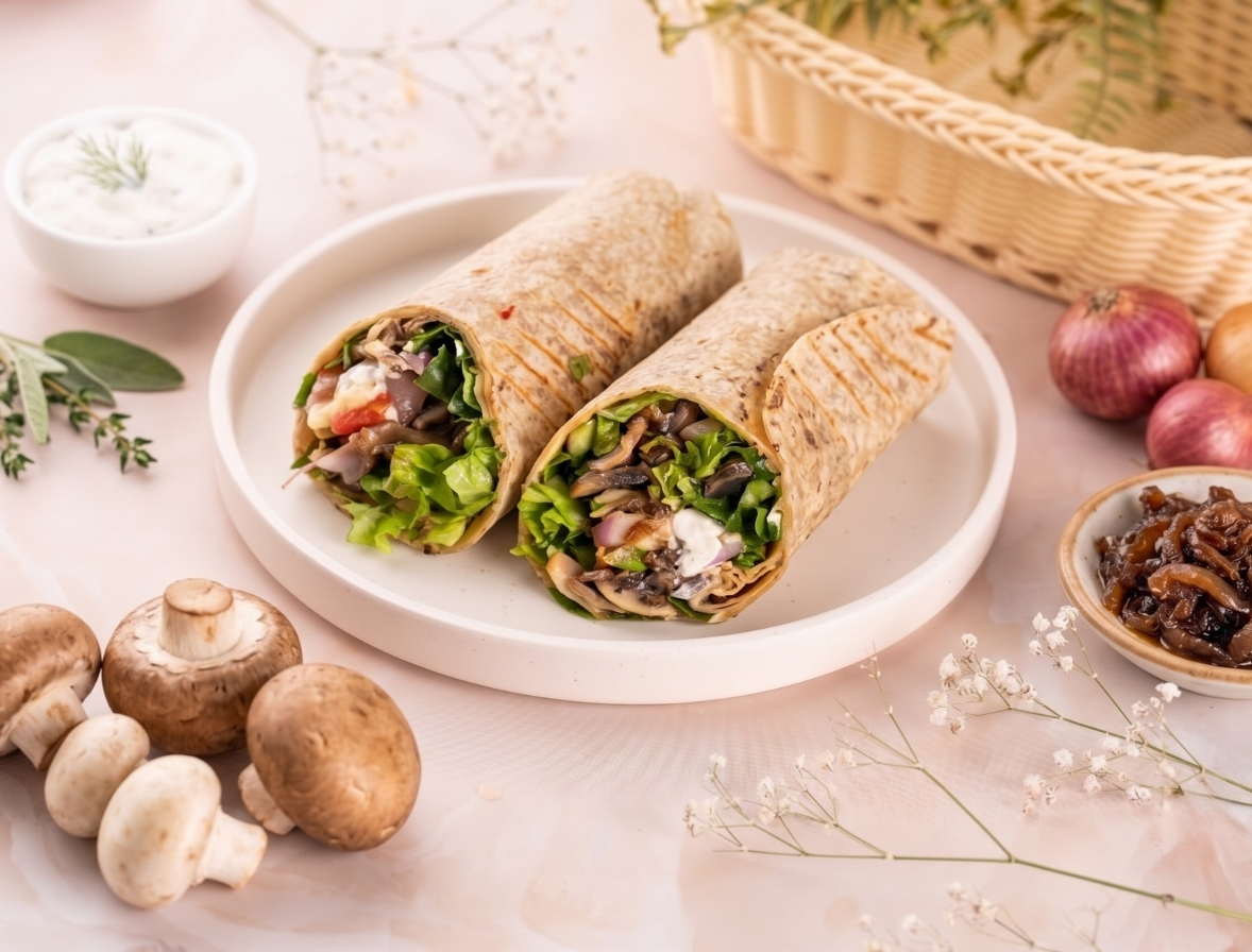 Caramalised Onion & Mushroom Wrap